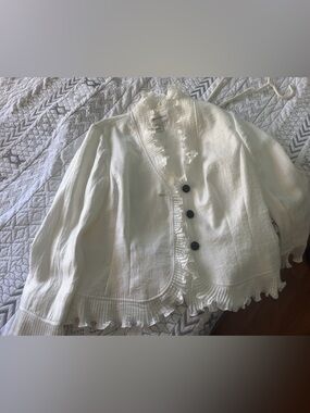 David's Bridal Cream Ruffle-Trim Blouse